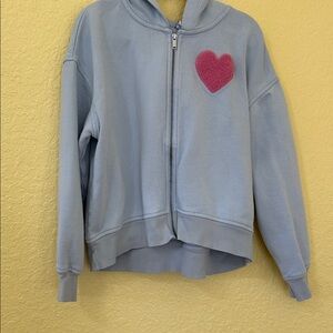 Kids Blue Hoodie with Pink Heart